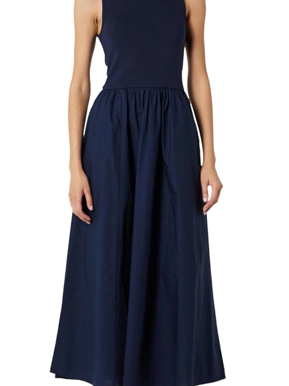 Navy Cowl Neck Sleeveless Maxi Dress